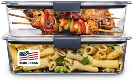 Rubbermaid Brilliance BPA-Free Food Storage Containers with Lids, Airtight Clear Set of 2 (9.6 Cup), Ideal for Lunch, Meal Prep, and Leftovers by Rubbermaid