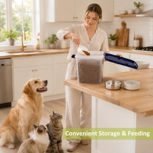 5-10 Lbs Airtight Cat Dog Food Storage Container, 8QT Compact Pet Food Bin - Image 3