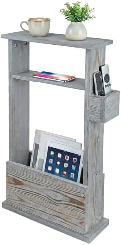 MyGift Narrow Side Table Gray Wood Slim End Table with Storage Shelf by MyGiftHome