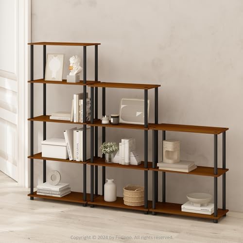 Furinno Turn-N-Tube Toolless 4-Tier Storage Shelves, Light Cherry - Image 6