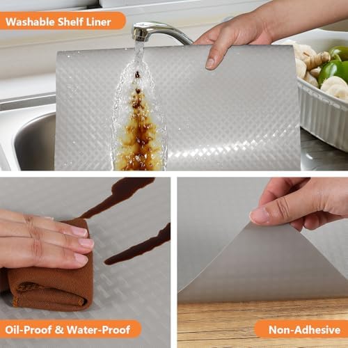 Shelf Liners for Kitchen Cabinets Non Adhensive,Grey 23.6"× 157.4" - Image 4