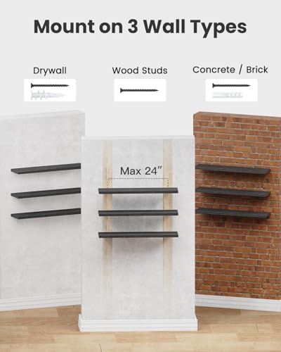 Amada 35.4" Floating Shelves for Wall Decor & Storage, Set of 3, Black - Image 6