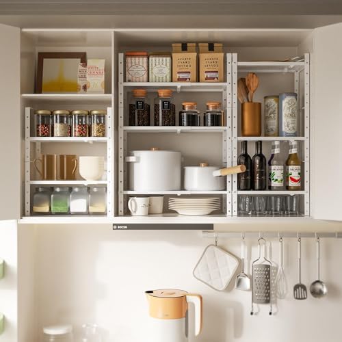 Multi-Functional Metal Shoe Rack,Expandable Adjustable Stackable Kitchen Organizer,Metal Shelf risers for cabinets, Kitchens and Closet, Bathroom(3Packs/White/Large) - Image 2