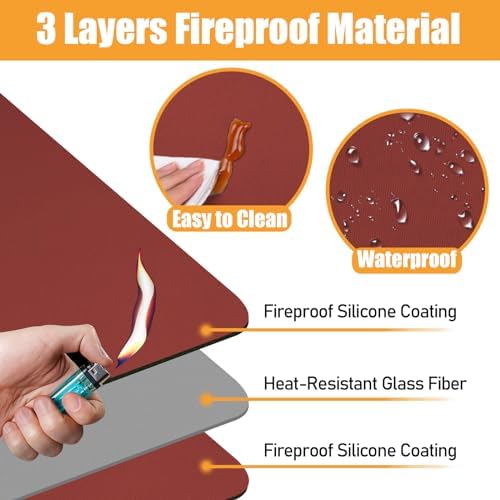 TOHONFOO Heat Resistant Mats for Countertop & Air Fryer, 20x16 in, Red - Image 2