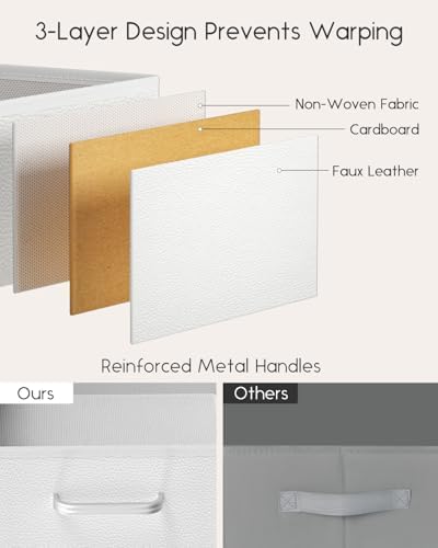 Homsorout Stackable Storage Drawers - 2 Tier Closet Organizer with Metal Handles and Metal Frame, Collapsible Fabric Bins Dresser for Bedroom, Dorm, Office, White, 1 Pack - Image 4