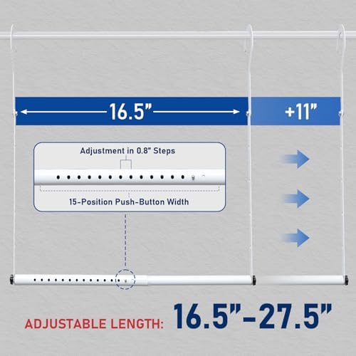 Hanging Closet Rod Extenders, Adjustable Width and Height Closet Extender Hanging Rod, Space-Saving Closet Hanging Rod, Heavy Duty Closet Bar for Hanging Clothes, 1 Pack White - Image 4