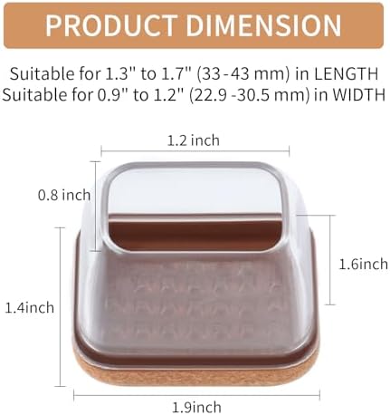 Ezprotekt 16 Pcs Rectangle Clear Silicone Chair Leg Floor Protectors with Felt, Rectangle Felt Furniture Leg Caps, Table Leg Covers Cups, Anti- Scratches and No Noise (Fit L :1.3-1.7", W: 0.9-1.2") - Image 2