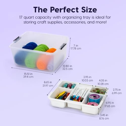 IRIS USA 18 Quart Craft Storage Organizer with Removable Tray - Image 2
