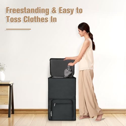 Bukere Extra Large Rolling Laundry Basket with Removable Wheels & Zipper Lid, Freestanding Laundry Hamper, Collapsible bag for Clothes Storage, Wheeled Cart for College Dorm Apartment Laundry Room - Image 6