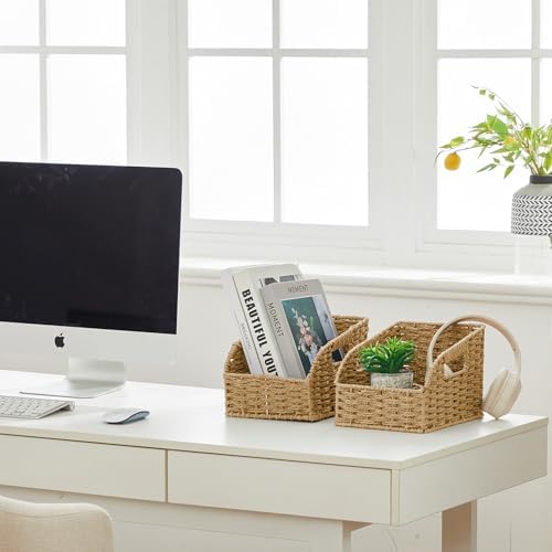 Pantry Baskets for Organizing,Wicker Storage Bins, 3 Pack, Natural - Image 5