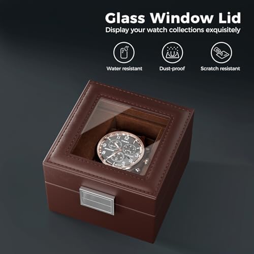 ProCase Watch Box, Single Mens Watch Display Case, 1 Slot, Espresso - Image 3