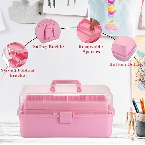 Tackle Box, 15-Inch Extra Large Art Storage Box with 3-Layer Folding Trays - Image 6