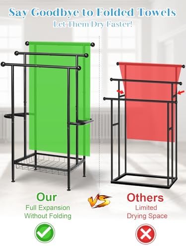 Freestanding Towel Rack for Bathroom, Pool & Outdoor, 3-Tier 39" Metal - Image 4