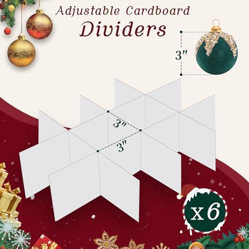 Christmas Ornament Storage Box with Adjustable Dividers Zippered Top Stores up to 72 Holiday Ornaments (3 Inch) Xmas Ball Decorations Organizer Storage Container Bin - Image 3
