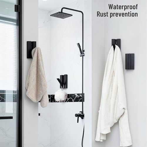 Wood Wall Hooks for Entryway: 4Pack Folding Black Modern Coat Hooks - Image 7