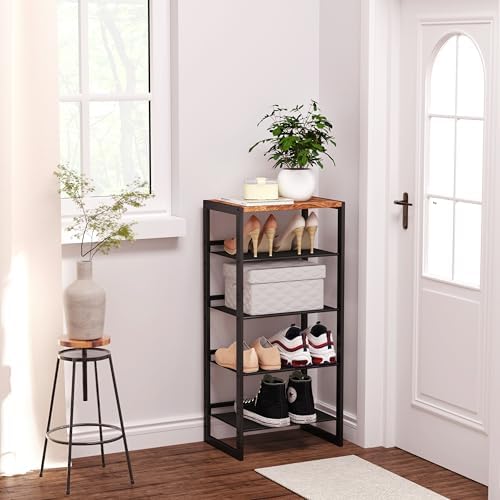 CHEMPFR Narrow 5-Tier Shoe Rack, Slim Space-Saving Shelf with Decorative Wood Top & Steel Mesh, Entryway/Closet/Dorm Organizer, 16.5x11.8x36 Inches - Image 6