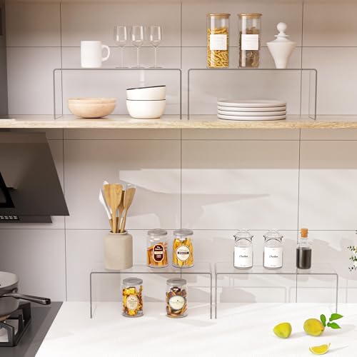 Aminigram Cabinet Shelf, 8-Pack Clear Organizer Riser 12.4L × 4W × 4.6H in - Image 3