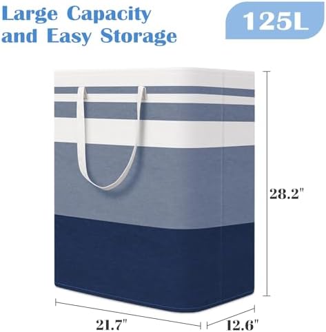 BlissTotes 3-Pack Laundry Basket, Collapsible Laundry Hamper, Blue, 125L - Image 2