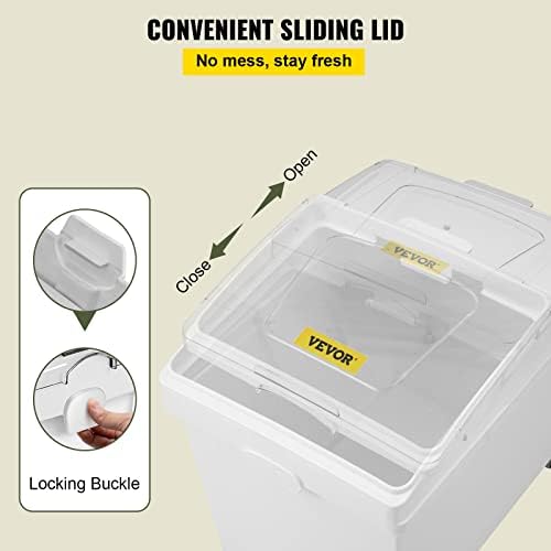 VEVOR Ingredient Bin, 10.5 Gallons Capacity Ingredient Storage Bin, PP Material Flour Bins On Wheels, White Shelf Ingredient Bin with Scoop and Sliding Lid, Commercial Storage Bins 3 Pcs/Set - Image 5