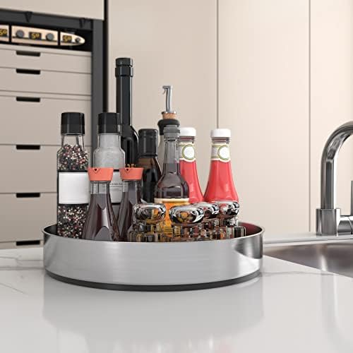 VAEHOLD Lazy Susan Turntable Spice Rack Organizer for Kitchen Cabinet, Storage Tray for Fruit, Snacks, Salad - Organizer for Cupboard, Pantry, Bathroom, Table, Cosmetic (Silver, 7 1/2‘’) - Image 4