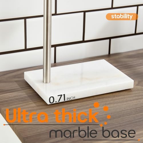 Standing Towel Rack Brushed Nickel 1-Tier Towel Bar for Bathroom Vanity Countertop with Heavy Marble Base Thicken Steady, Stainless Steel AN7002BR - Image 5
