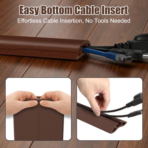Eapele Floor Cord Cover 10ft (2 Pack) Cord Covers for Wires on Floor, Heavy Duty Extension Cord Cover, Rubber Floor Cable Cover, Prevent Trip Hazard for Sidewalk Home Office Outdoor or Indoor Settings - Image 4