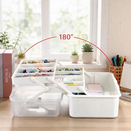 Tackle Box, 15-Inch Extra Large Art Storage Box with 3-Layer Folding Trays - Image 4