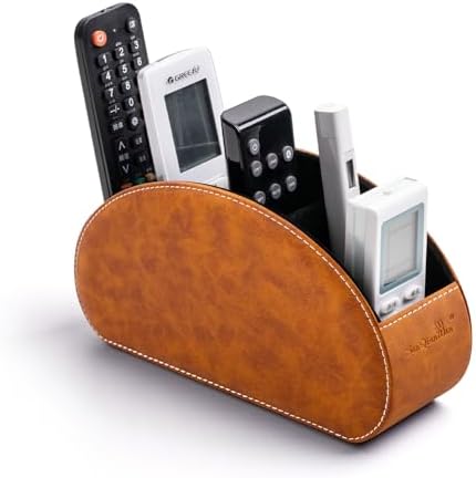 Remote Control Holders Organizer Box with 5 Compartment PU Leather Caddy by WelcometoBONNYDODO