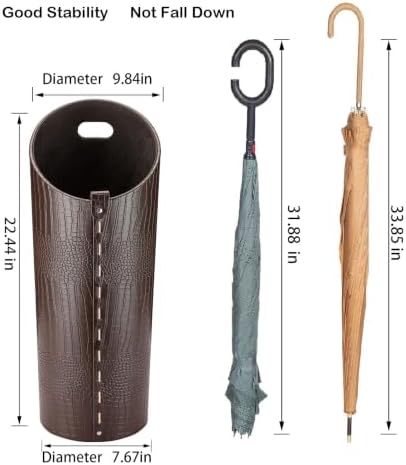 Faux Leather Umbrella Holder Indoor Umbrella Stand Rack for Entryway Tall Bucket That won't Fall Down Storage 10 Different Sizes of Canes Walking Sticks Toy Swords etc - Image 3