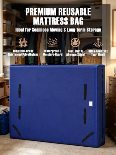Heavy Duty Mattress Moving Bag with Ergonomic Handles, Blue, Full XL - Image 2