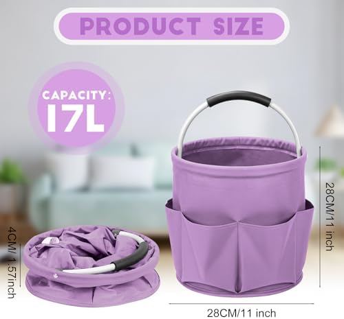 Cleaning Caddy for Cleaning Supplies,17L Cleaning Supply Caddy with Handle Foldable Cleaning Supplies Organizer Bucket Cleaning Products Organizers for Home, Garden (Purple) - Image 3