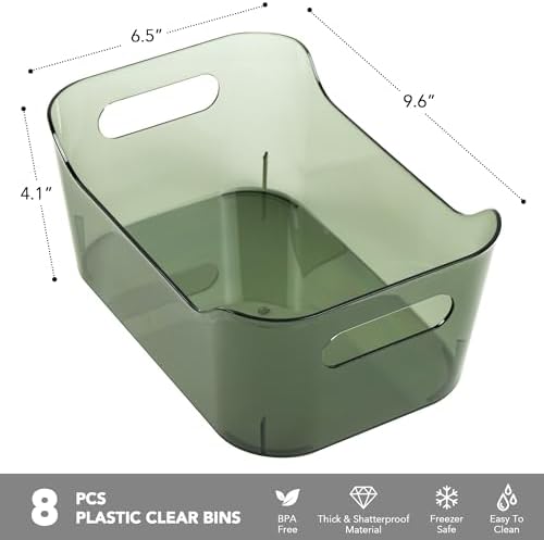 Tiawudi 8 Pack Plastic Storage Bins, Clear Pantry Organizers and Storage Containers, Multi-Use Organizer Bins for Kitchen, Bathroom, Office, Shelf, Fridge, Home Edit and Cabinet Organizers - Image 2