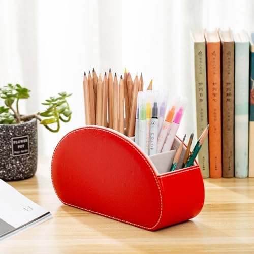 Remote Control Holders Organizer Box with 5 Compartment PU Leather Caddy - Image 5