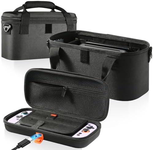 ACAQAUI All-in-One Carrying Case Only Compatible with Nintendo Switch 2, 2-in-1 Design — Heavy-Duty & Shockproof Travel Bag for Full System, Detachable Slim Case for Daily Use, Built-in Charging Port by ACAQAUITechnology