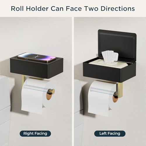 FORIOUS Toilet Paper Holder with Shelf, Wall-Mounted Modern Wipes Dispenser - Image 7