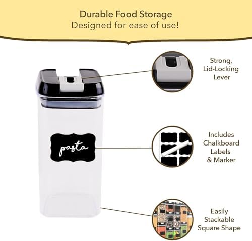 Simply Gourmet Airtight Food Storage Containers with Lids – 4 Piece Slim Kitchen Pantry Organization Set, 8 Cup Capacity, BPA-Free Clear Plastic, Stackable Containers for Flour, Sugar, Rice, Snacks - Image 5