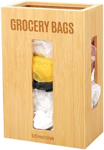 Libreshine Extra Large Bamboo Grocery Bag Holder for Plastic Bags by Libreshine