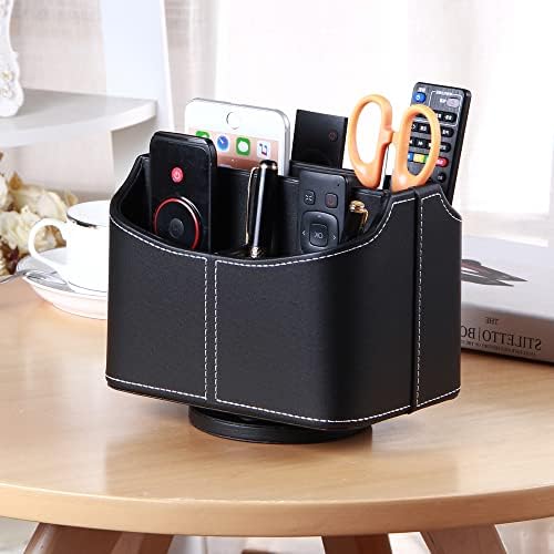 PU Leather 360° Rotatable Remote Control Holder,Nightstand TV Remote Caddy - Image 5