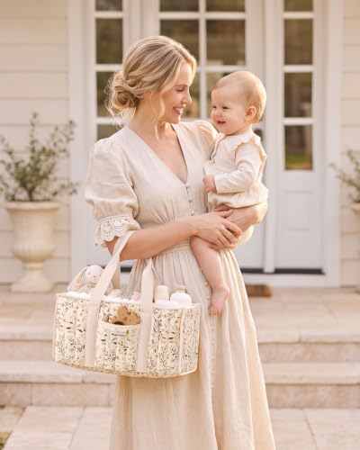 Blissful Diary Baby Diaper Caddy Organizer, Nursery Storage, Ditsy Daisy - Image 7