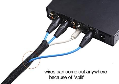 Alex Tech 6.6ft - 1.5 inch Cord Protector Wire Loom Tubing Cable Sleeve Split Sleeving for USB Cable Power Cord Audio Video Cable - Protect Cat from Chewing Cords - Black - Image 3