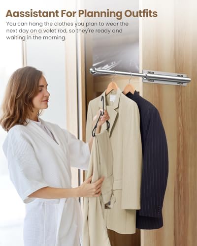 Supforce 12" Valet Rod for Closet Pull Out for Wardrobes RV, White - Image 2