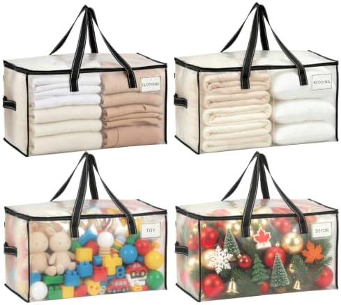 VENO Moving Bags, Storage Bags, Wide Open Top, Clear, 4 Pack by Veno