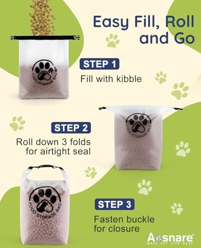 42 Cups Pet Food Storage Bag for Travel - Transparent Leak-Proof Dog Food Container with Roll-Top Closure, Keeps Kibble Fresh for Camping Trip, Dog Boarding and Hiking - Image 5