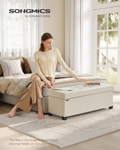 SONGMICS Storage Ottoman Bench, Foldable Foot Rest with Legs - Image 2