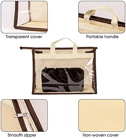 Clear Handbag Storage Bags Purse Organizer for Closet, Zipper Hanging Storage Bag for Handbags, L - Image 3