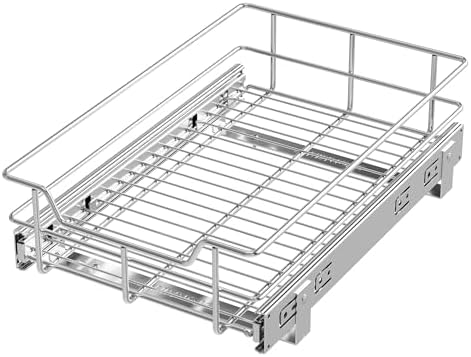 Pull Out Cabinet Organizer 11" W X 17" D, Chromed, Full Slide Out Drawers by STORKING