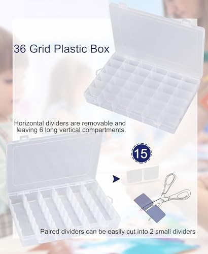 8 PCS 36 Grids Bead Organizer Box Plastic Box Clear Box Organizer 3600 Tackle Box Organizer Bead Containers Plastic Organizer Compartment Organizer Box Jewelry Earring Organizer (8 Pcs) - Image 3