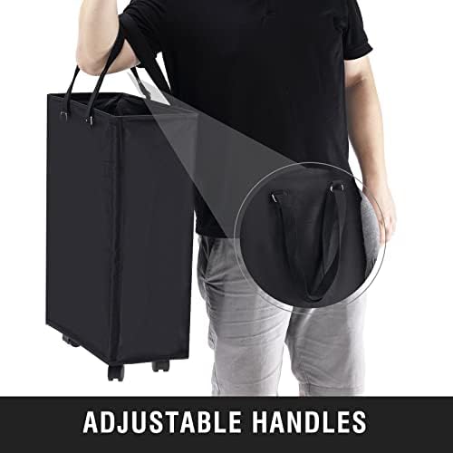 45L Slim Rolling Laundry Basket with Wheel & Adjustable Long Handles, Black - Image 5