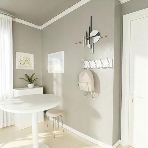 SKOLOO Creations White Solid Wood Wall Mounted Coat Rack, 5 Hooks, 16-7/8" Long - Kitchen, Mudroom, Entryway, Bathroom - Includes Mounting Hardware, Wall Coat Hanger, Towel Rack - Image 4