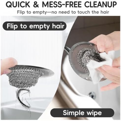 2 Pack Shower Drain Hair Catcher, 4.4" Anti-Clog Shower Drain Cover - Image 4